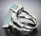 Серебряное кольцо с аквамарином, танзанитами, звездчатым и синими сапфирами Серебро 925