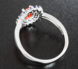 Серебряное кольцо с ограненным опалом и синими сапфирами бриллиантовой огранки Серебро 925
