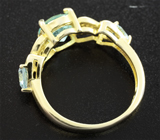 Замечательное серебряное кольцо с аквамаринами Серебро 925