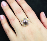 Серебряное кольцо с цветной жемчужиной и голубыми топазами Серебро 925