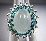 Серебряное кольцо с аквамарином и голубыми топазами Серебро 925