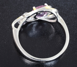 Элегантное серебряное кольцо с розовым топазом и рубином  Серебро 925