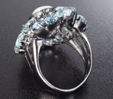 Серебряное кольцо с лунным камнем и топазами Серебро 925