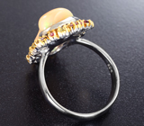 Серебряное кольцо с кристаллическим эфиопским опалом 5,29 карата и разноцветными сапфирами Серебро 925