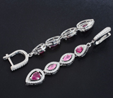 Элегантные серебряные серьги с рубинами и розовыми сапфирами Серебро 925
