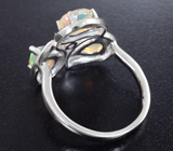 Чудесное серебряное кольцо с ограненными эфиопскими опалами Серебро 925