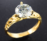 Золотое кольцо с муассанитом высокой чистоты 1,87 карата Золото