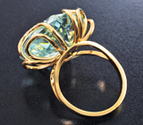 Золотое кольцо с крупным ярким аквамарином 20,21 карата и бриллиантами Золото