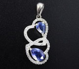 Романтичный серебряный комплект с синими сапфирами Серебро 925
