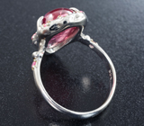 Серебряное кольцо с рубеллитом турмалином 6,94 карата и розовыми сапфирами Серебро 925