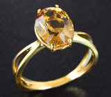 Золотое кольцо с насыщенным гелиодором высокой чистоты 2,72 карата Золото