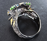 Серебряное кольцо с голубыми топазами и дипосидами Серебро 925