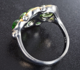 Серебряное кольцо с зелеными турмалинами 4,2 карата Серебро 925
