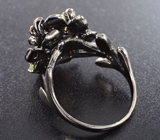 Серебряное кольцо с цитрином и перидотами