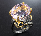 Серебряное кольцо с аметистом и синим сапфиром Серебро 925