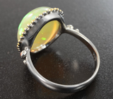 Серебряное кольцо с кристаллическим эфиопским опалом 7,52 карата и оранжевыми сапфирами Серебро 925