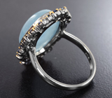 Серебряное кольцо с аквамарином 12,95 карата и васильковыми сапфирами Серебро 925