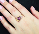 Изысканное серебряное кольцо с розовым топазом и рубином Серебро 925