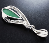 Изысканный серебряный кулон с зеленым агатом Серебро 925