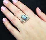 Эффектное серебряное кольцо с лабрадоритом Серебро 925