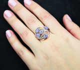 Романтичное серебряное кольцо с танзанитами Серебро 925