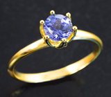 Золотое кольцо с танзанитом высокой дисперсии 0,55 карата Золото