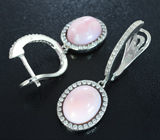 Нежные серебряные серьги с перуанскими розовыми опалами Серебро 925