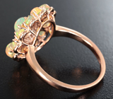 Великолепное серебряное кольцо с яркими эфиопскими опалами Серебро 925