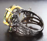 Серебряное кольцо с зеленым аметистом 15+ карат и турмалинами Серебро 925
