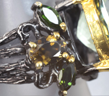 Серебряное кольцо с зеленым аметистом 15+ карат и турмалинами Серебро 925