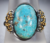 Серебряное кольцо с бирюзой 8,58 карата и синими сапфирами