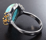 Серебряное кольцо с бирюзой 8,58 карата и синими сапфирами Серебро 925