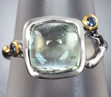 Серебряное кольцо с мятно-зеленым аметистом 4,18 карата и синими сапфирами Серебро 925