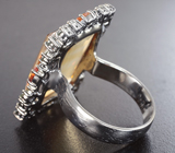 Серебряное кольцо с цитрином 16,21 карата, золотистыми и зелеными сапфирами Серебро 925