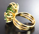 Золотое кольцо с ярко-неоновым полихромным турмалином 9,63 карата, цаворитами и бриллиантами Золото