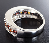 Серебряное кольцо с гранатами, цитринами и бесцветными топазами Серебро 925