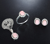 Изящный серебряный комплект с перуанскими розовыми опалами Серебро 925