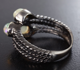 Серебряные кольцо с кристаллическими эфиопскими опалами