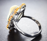Серебряное кольцо с кристаллическим эфиопским опалом 5,01 карата и сапфирами