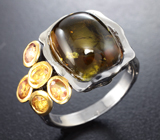Серебряное кольцо с турмалином 10,35 карата и сапфирами Серебро 925