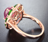 Яркое серебряное кольцо с рубином и диопсидами Серебро 925