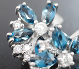 Прелестные серебряные серьги с насыщенно-синими топазами Серебро 925