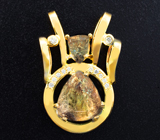 Золотой кулон с крупными уральскими александритами 4,61 карата и бриллиантами Золото
