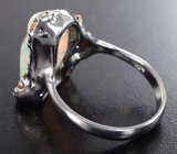 Серебряное кольцо с кристаллическим эфиопским опалом 4,5 карата, сапфирами и турмалинами