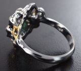 Серебряное кольцо с изумрудом 1,15 карата и желтыми сапфирами Серебро 925