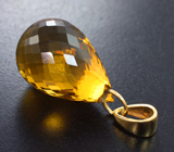 Золотой кулон с крупным бриолетом цитрина 25,34 карата Золото