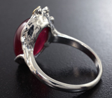 Серебряное кольцо с крупным рубином 13,73 карата и синими сапфирами Серебро 925