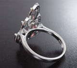 Оригинальное серебряное кольцо с родолитами Серебро 925