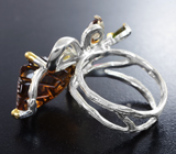 Серебряное кольцо с резными цитринами и турмалинами Серебро 925