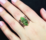 Серебряное кольцо с молдавитом и синим сапфиром Серебро 925